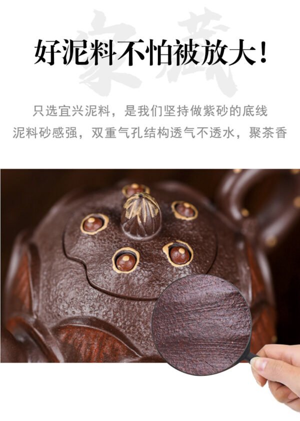 Yixing Handmade Zisha Mini Teapot, Step-by-Step Lotus Design - 图片 9